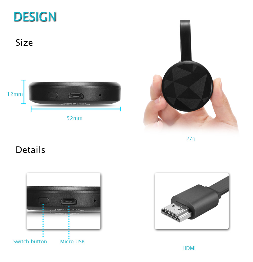 WECAST E19 Wireless HDMI Dongle Media TV Stick Display Receiver Support Miracast Airplay DLNA WECAST E19 Wireless HDMI Dongle Media TV Stick Display Receiver Support Miracast Airplay DLNA