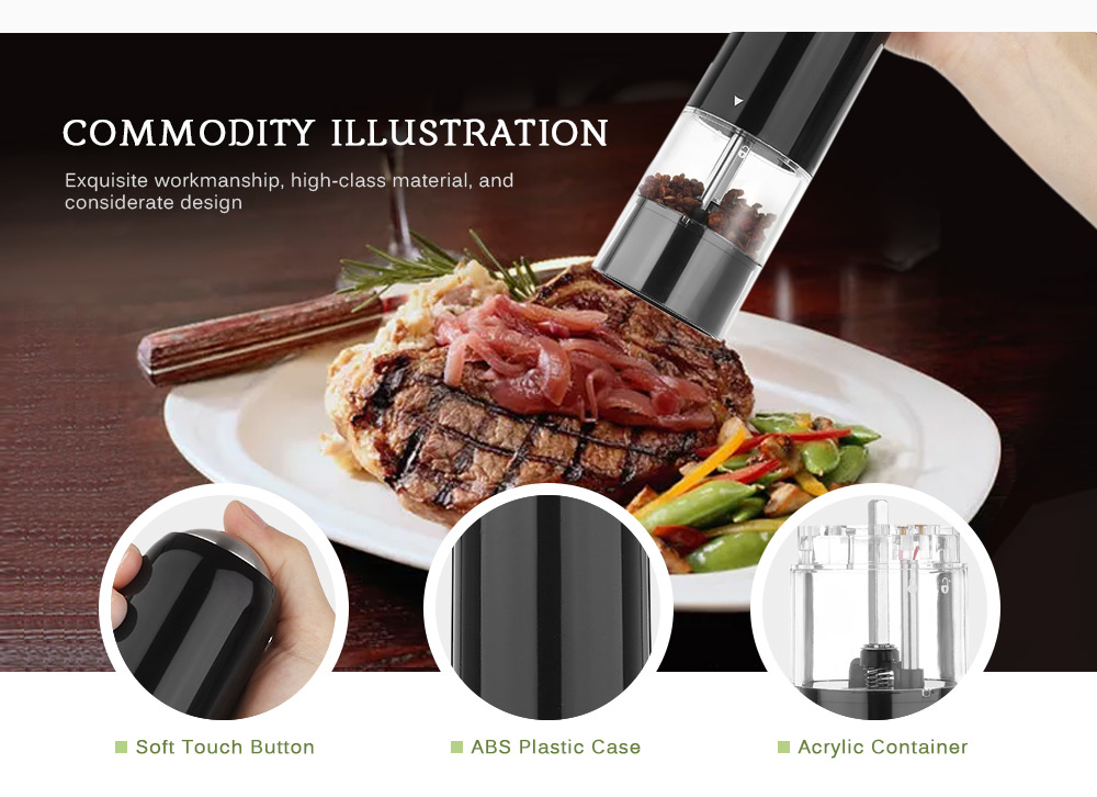 TIANFUXING Electric ABS Plastic Pepper Spice Grinder with Adjustable Ceramic Mill TIANFUXING Electric ABS Plastic Pepper Spice Grinder with Adjustable Ceramic Mill