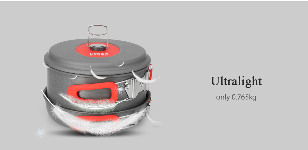 ALOCS CW - C19T Alumina Portable Ultralight 2 - 3 People Cooking Kit Cookware Set Pot Pan Kettle Dishcloth for Camping Picnic Hiking ALOCS CW - C19T Alumina Portable Ultralight 2 - 3 People Cooking Kit Cookware Set Pot Pan Kettle Dishcloth for Camping Picnic Hiking