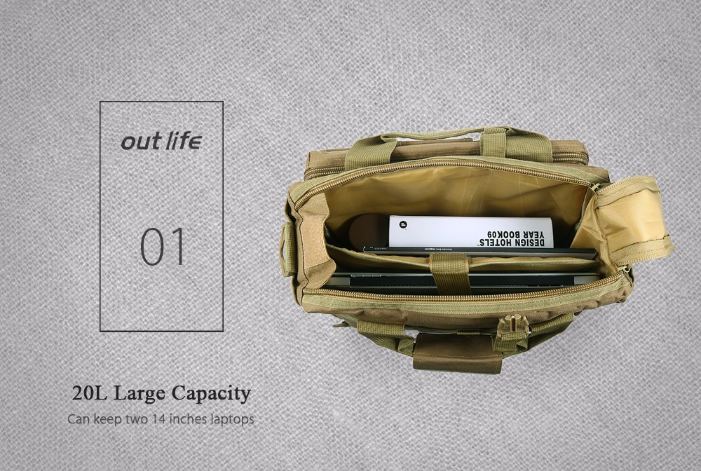 Outlife Outdoor Military Computer Shoulder Messenger Bag Handbag Briefcase for 14 inch Laptop Camera