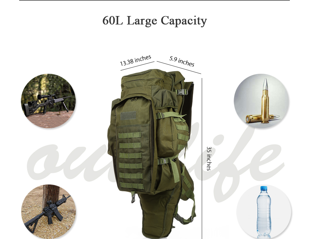 Outlife 60L Outdoor Military Backpack Pack Rucksack for Hunting Shooting Camping Trekking Hiking Traveling Outlife 60L Outdoor Military Backpack Pack Rucksack for Hunting Shooting Camping Trekking Hiking Traveling