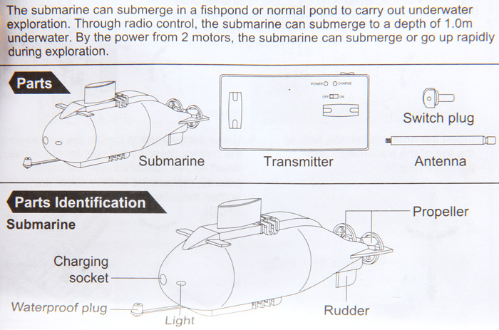 777 - 216 Wireless 40MHz Remote Control Mini Submarine Pigboat Model Toy
