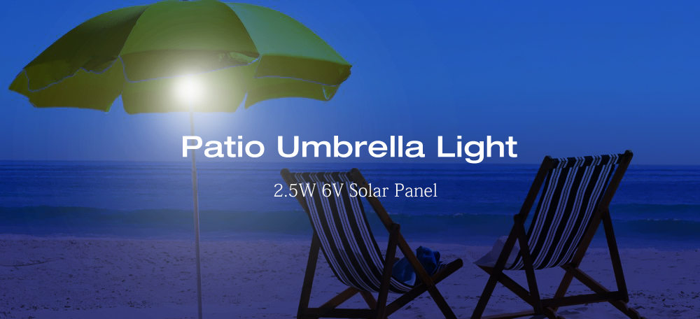 36 LEDs Patio Umbrella Light 2.5W 6V Solar Panel and USB Rechargeable Lamp for Camping Tent Outdoor Use 36 LEDs Patio Umbrella Light 2.5W 6V Solar Panel and USB Rechargeable Lamp for Camping Tent Outdoor Use
