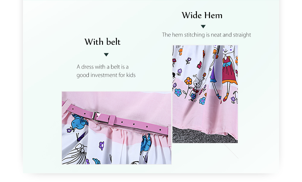 xirubaby Cute Cartoon Printed Round Neck Sleeveless Tank Dress with Zipper for Girls