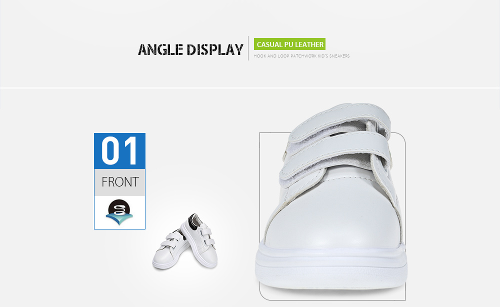 Casual PU Leather Hook and Loop Patchwork Design Kid's Athletic Shoes
