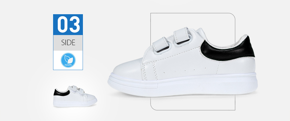 Casual PU Leather Hook and Loop Patchwork Design Kid's Athletic Shoes