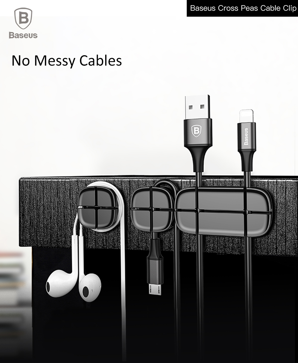 Baseus Cross Peas Cable Clip Desktop Cord Storage Management Silicon Charger Wire Organizer Holder