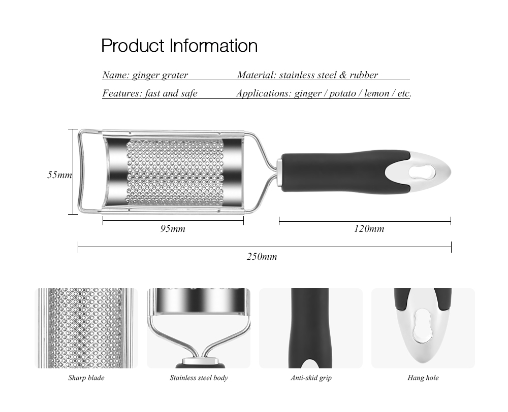 Stainless Steel Ginger Potato Grater with Non-slip Handle Kitchen Tool Stainless Steel Ginger Potato Grater with Non-slip Handle Kitchen Tool