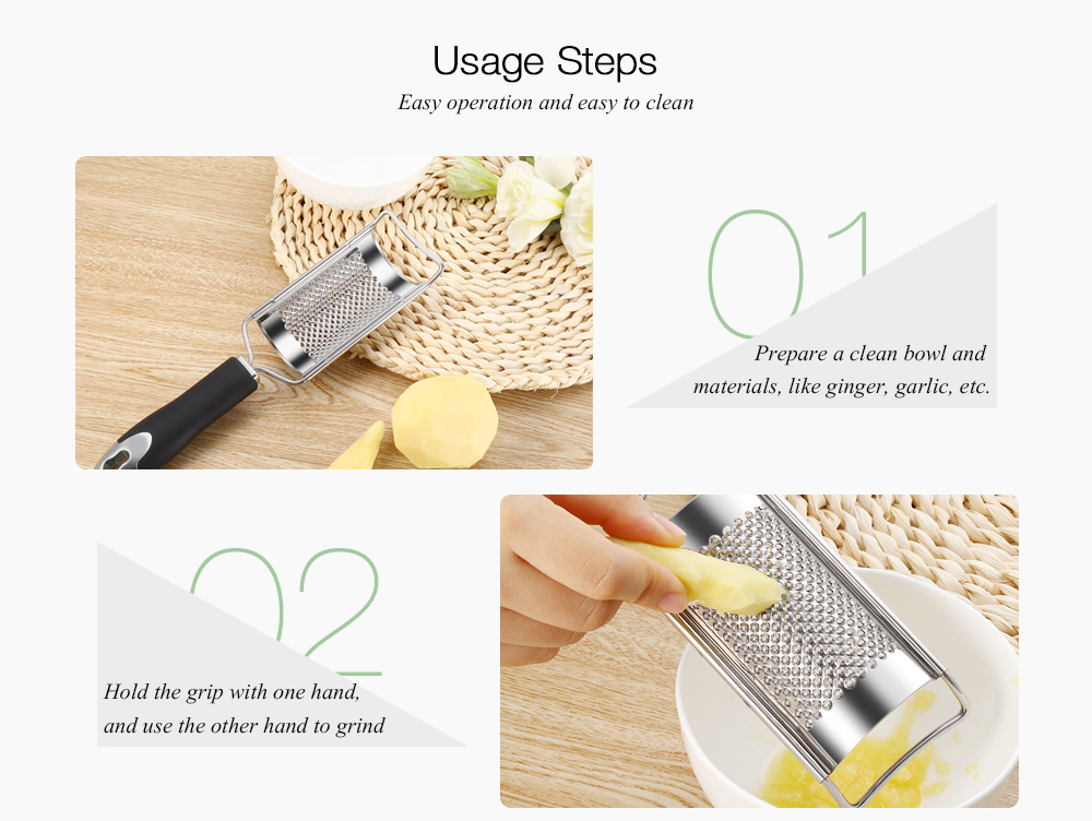Stainless Steel Ginger Potato Grater with Non-slip Handle Kitchen Tool