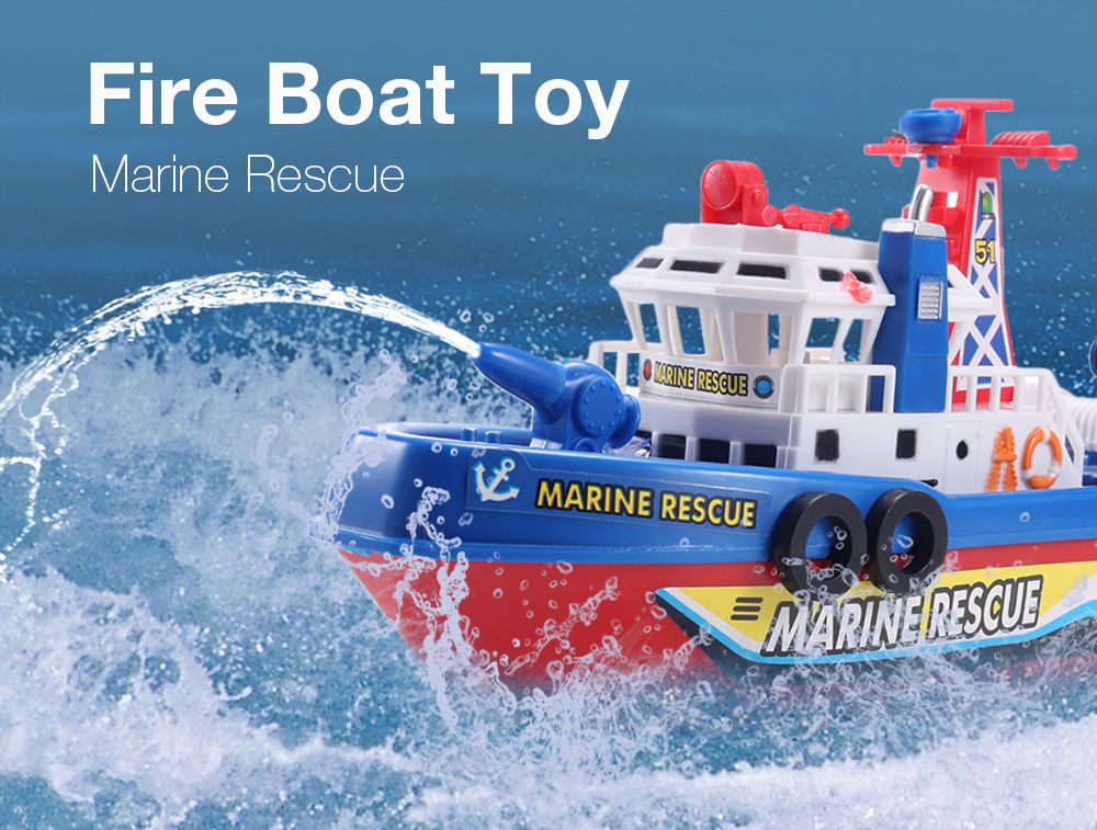 High Speed Music Light Electric Marine Rescue Fire Fighting Boat Non-remote Toy