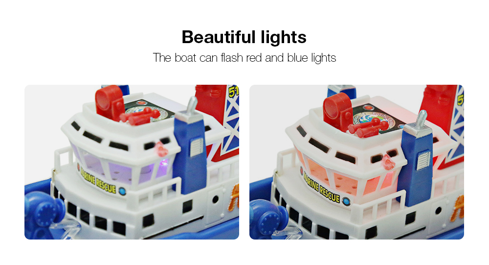 High Speed Music Light Electric Marine Rescue Fire Fighting Boat Non-remote Toy