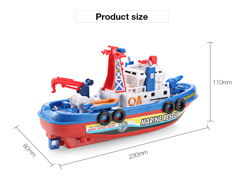 High Speed Music Light Electric Marine Rescue Fire Fighting Boat Non-remote Toy