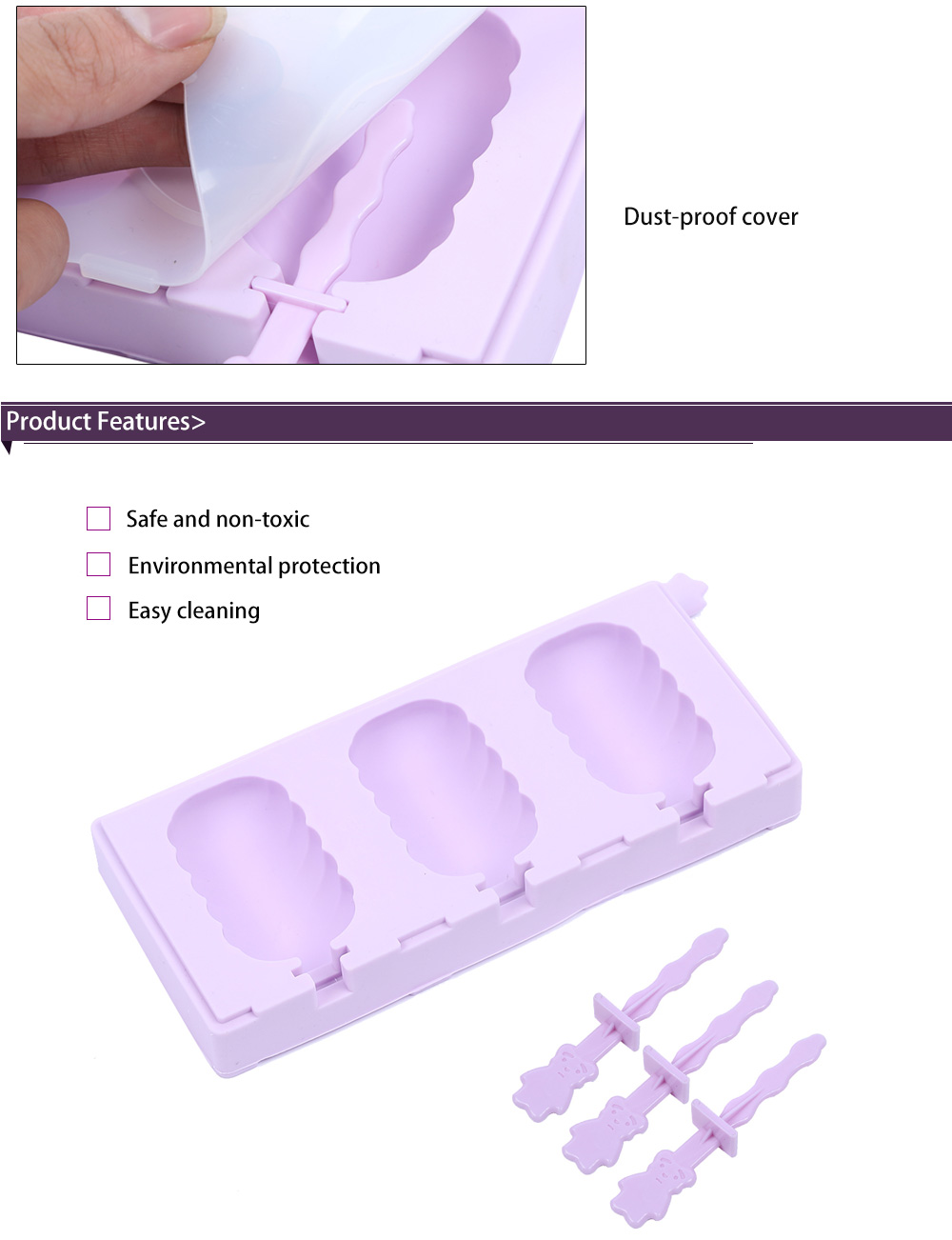 TinB DIY Silicone Ice Cream Mold with Dust Cover TinB DIY Silicone Ice Cream Mold with Dust Cover