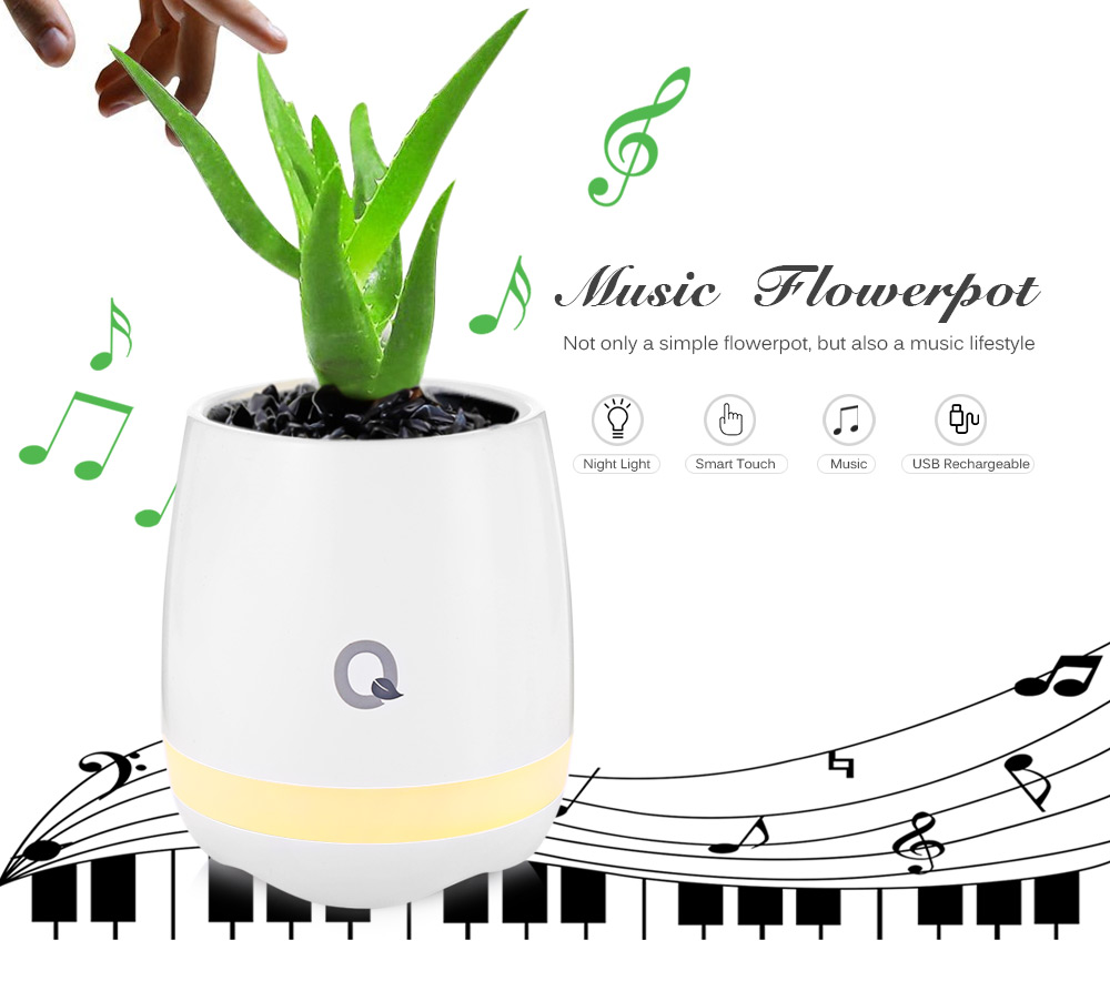Qplant Smart Touch Music Flowerpot Rechargeable Wireless for Bedroom Office Living Room Qplant Smart Touch Music Flowerpot Rechargeable Wireless for Bedroom Office Living Room