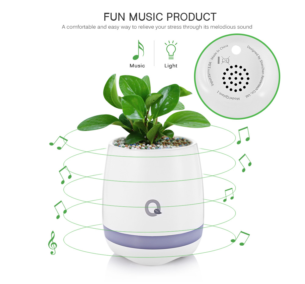 Qplant Smart Touch Music Flowerpot Rechargeable Wireless for Bedroom Office Living Room Qplant Smart Touch Music Flowerpot Rechargeable Wireless for Bedroom Office Living Room
