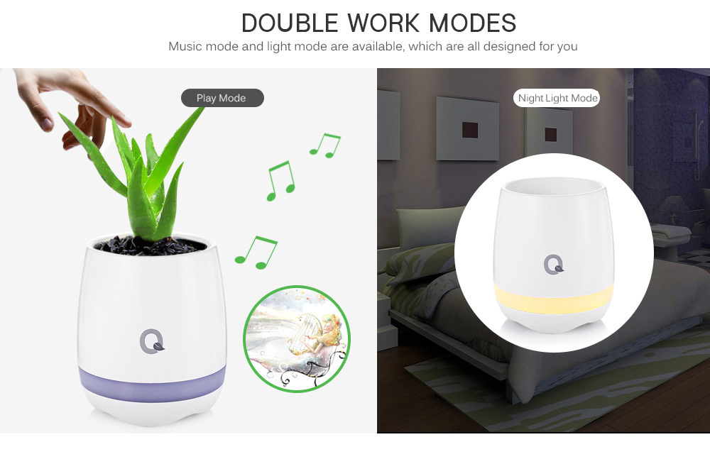 Qplant Smart Touch Music Flowerpot Rechargeable Wireless for Bedroom Office Living Room Qplant Smart Touch Music Flowerpot Rechargeable Wireless for Bedroom Office Living Room