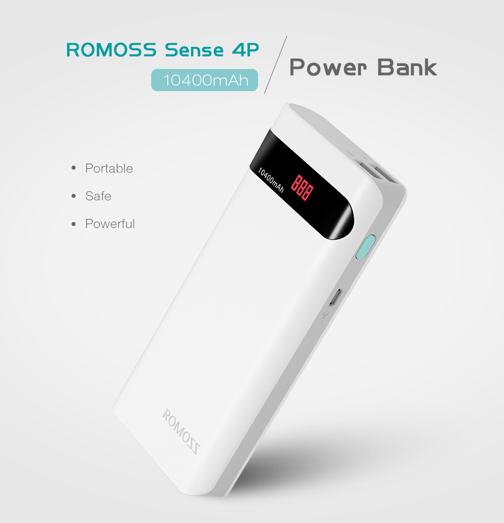 ROMOSS Sense 4P 10400mAh Power Bank Portable External Battery 2.1A Fast Charging with LED Digital Display Dual USB ROMOSS Sense 4P 10400mAh Power Bank Portable External Battery 2.1A Fast Charging with LED Digital Display Dual USB