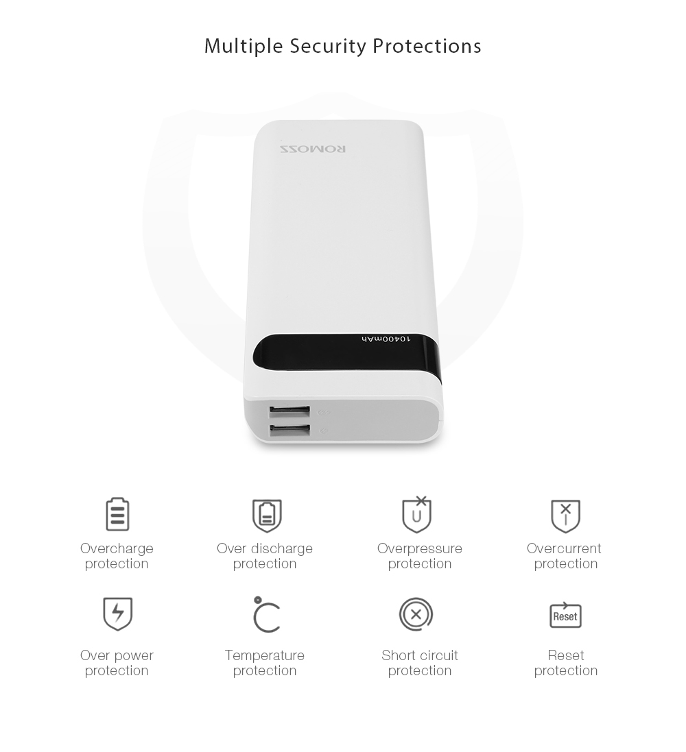 ROMOSS Sense 4P 10400mAh Power Bank Portable External Battery 2.1A Fast Charging with LED Digital Display Dual USB ROMOSS Sense 4P 10400mAh Power Bank Portable External Battery 2.1A Fast Charging with LED Digital Display Dual USB