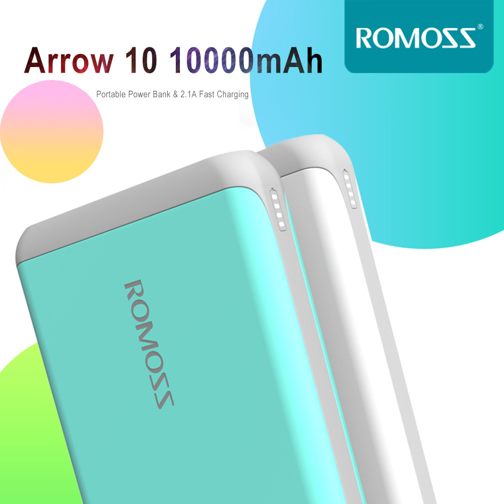 ROMOSS Arrow 10 10000mAh Portable Power Bank 2.1A Fast Charging Dual USB External Battery Charger