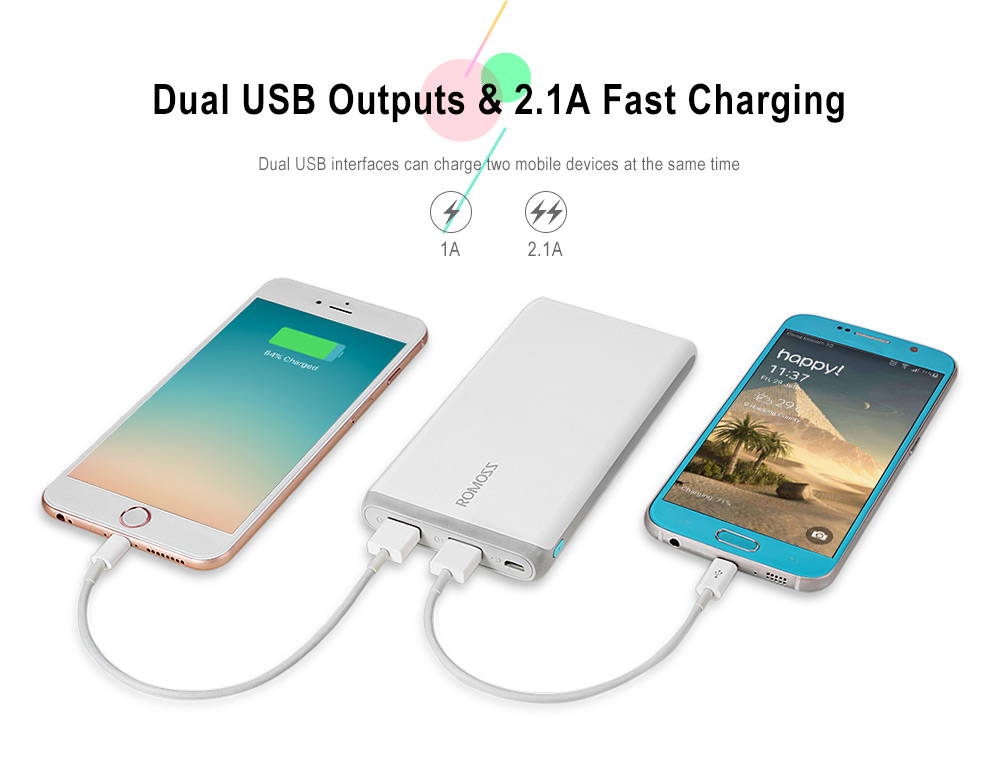 ROMOSS Arrow 10 10000mAh Portable Power Bank 2.1A Fast Charging Dual USB External Battery Charger ROMOSS Arrow 10 10000mAh Portable Power Bank 2.1A Fast Charging Dual USB External Battery Charger