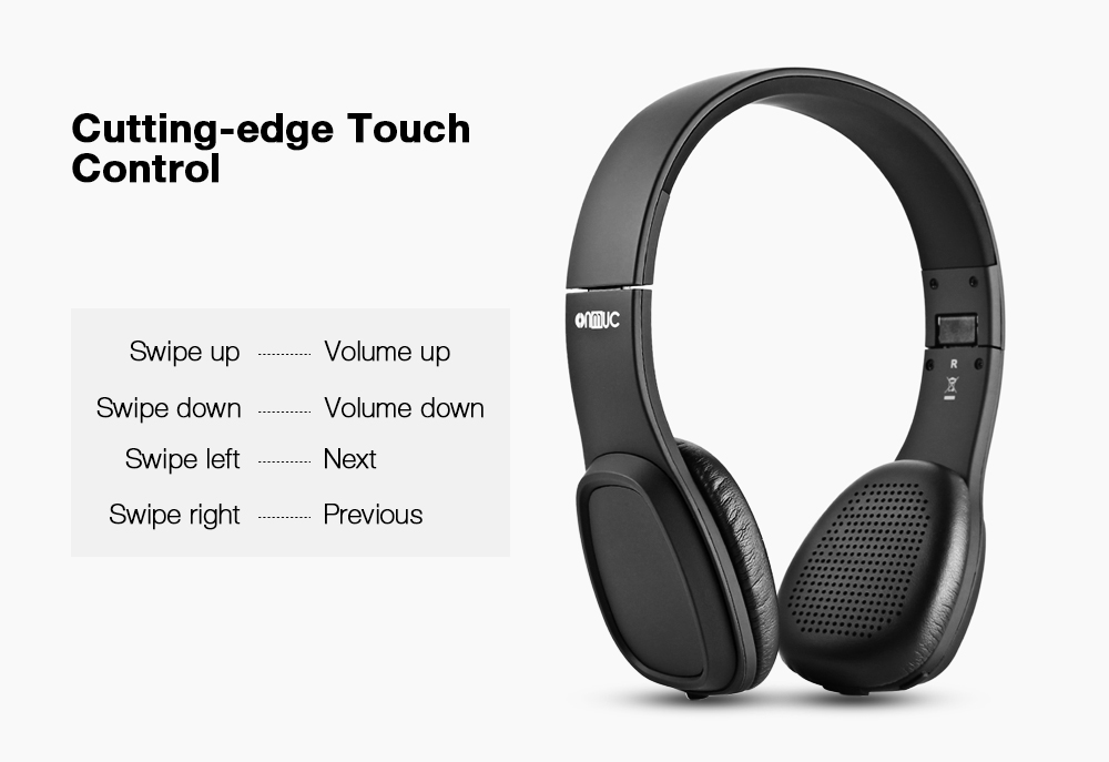 ONMUC L5 Wireless Foldable Touch Controlled Bluetooth Headphones Stretchable Headband