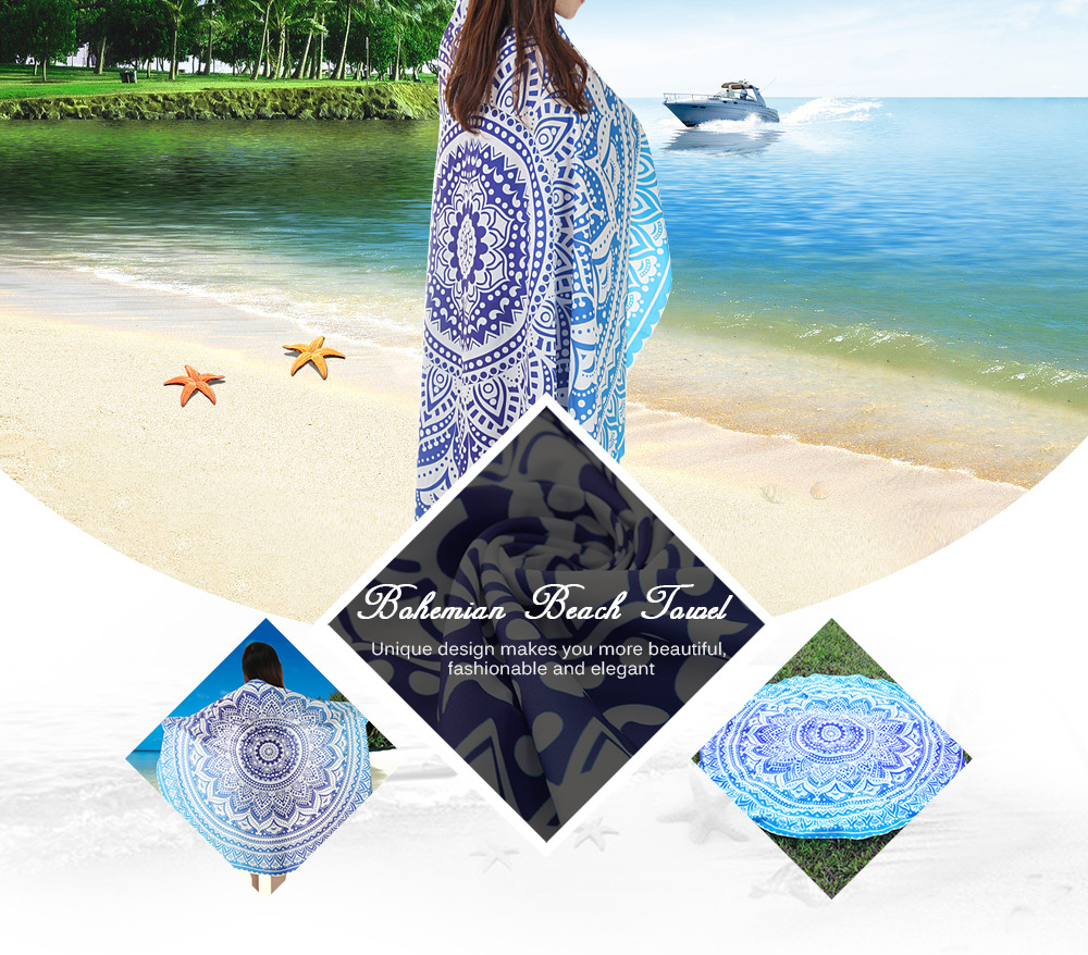 148x 148cm Round Bohemian Style Thin Chiffon Beach Towel Wall Hanging Home Decor 148x 148cm Round Bohemian Style Thin Chiffon Beach Towel Wall Hanging Home Decor