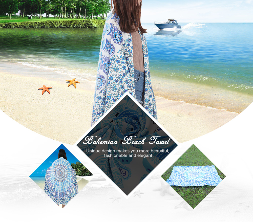 200 x 148cm Rectangle Bohemian Style Thin Chiffon Beach Towel