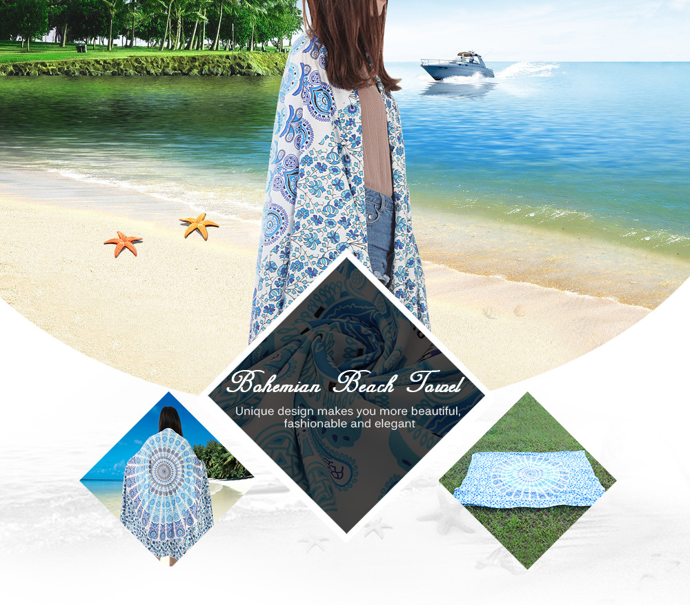 200 x 148cm Rectangle Bohemian Style Thin Chiffon Beach Towel 200 x 148cm Rectangle Bohemian Style Thin Chiffon Beach Towel