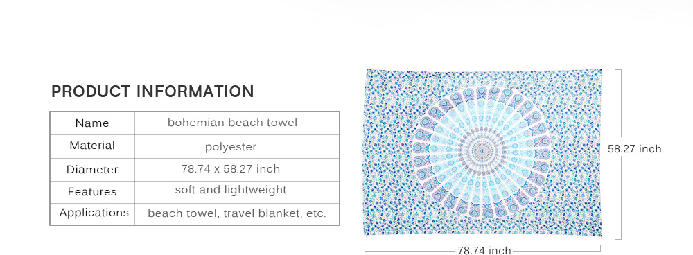 200 x 148cm Rectangle Bohemian Style Thin Chiffon Beach Towel 200 x 148cm Rectangle Bohemian Style Thin Chiffon Beach Towel