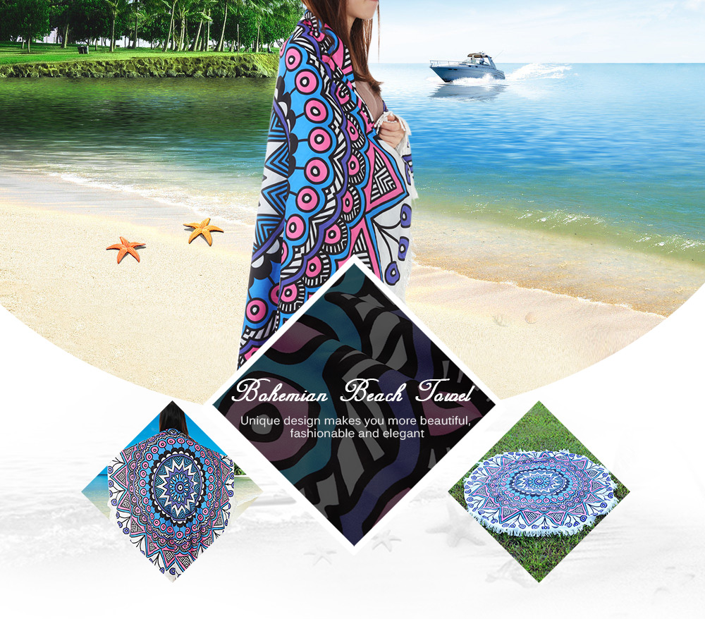 150 x 150cm Round Tassel Tapestry Bohemian Beach Yoga Towel 150 x 150cm Round Tassel Tapestry Bohemian Beach Yoga Towel