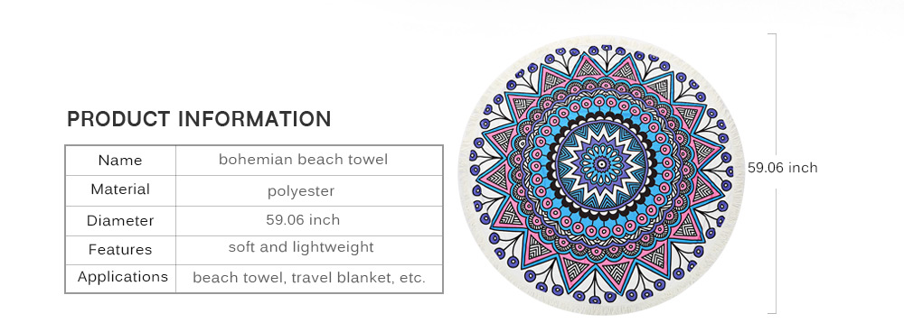 150 x 150cm Round Tassel Tapestry Bohemian Beach Yoga Towel