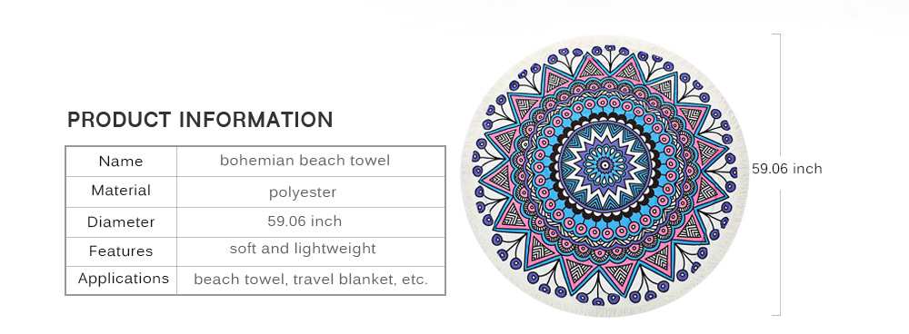 150 x 150cm Round Tassel Tapestry Bohemian Beach Yoga Towel 150 x 150cm Round Tassel Tapestry Bohemian Beach Yoga Towel