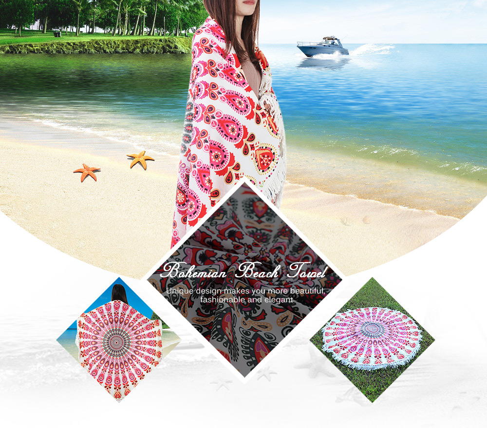 150 x 150cm Round Tassel Tapestry Bohemian Beach Yoga Towel Mat 150 x 150cm Round Tassel Tapestry Bohemian Beach Yoga Towel Mat