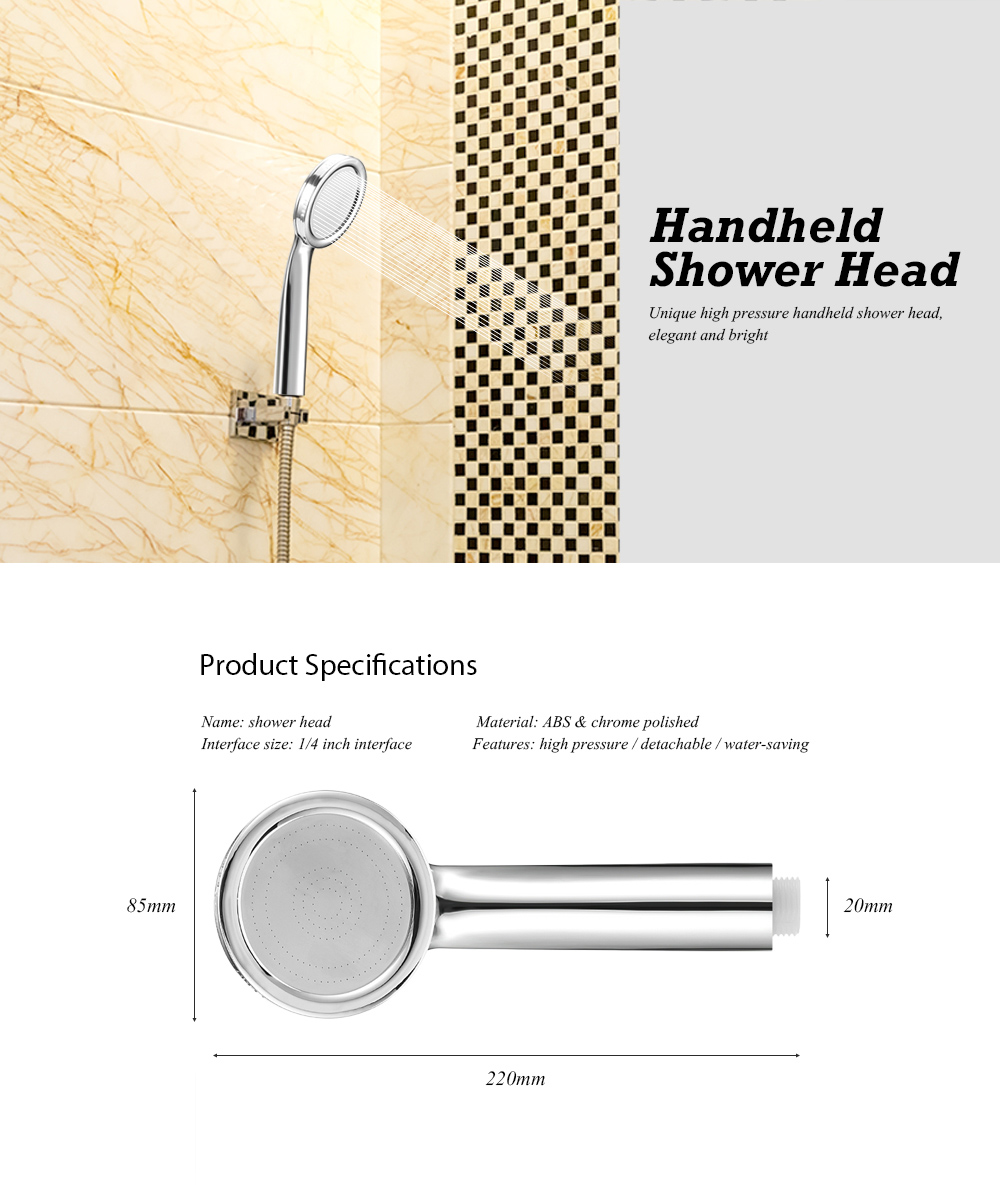 Detachable High Pressure Handheld Shower Head Chrome Finish Detachable High Pressure Handheld Shower Head Chrome Finish