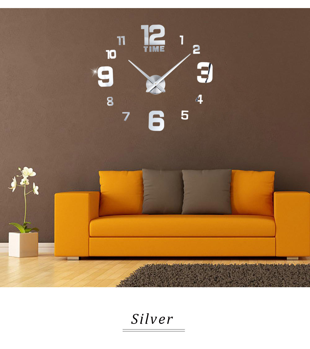 DIY Wall Clock 3D Mirror Effect Stickers Home Decoration
