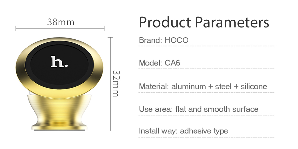 HOCO CA6 Creative Magnetic Car Phone Holder Mount Stand Bracket 360 Degree Rotation Adhesive Type HOCO CA6 Creative Magnetic Car Phone Holder Mount Stand Bracket 360 Degree Rotation Adhesive Type