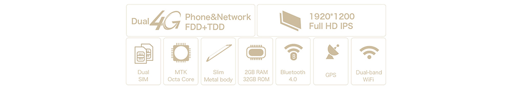 Teclast 98 Octa Core Dual 4G Phablet Android 6.0 10.1 inch MTK6753 1.5GHz 2GB RAM 32GB ROM OTG Cameras