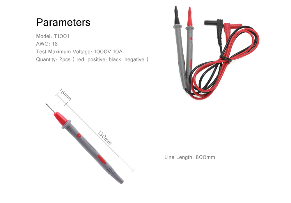 BSIDE T1001 Universal 1000V 10A Digital Multimeter Ultra-sharp Test Lead Kit BSIDE T1001 Universal 1000V 10A Digital Multimeter Ultra-sharp Test Lead Kit