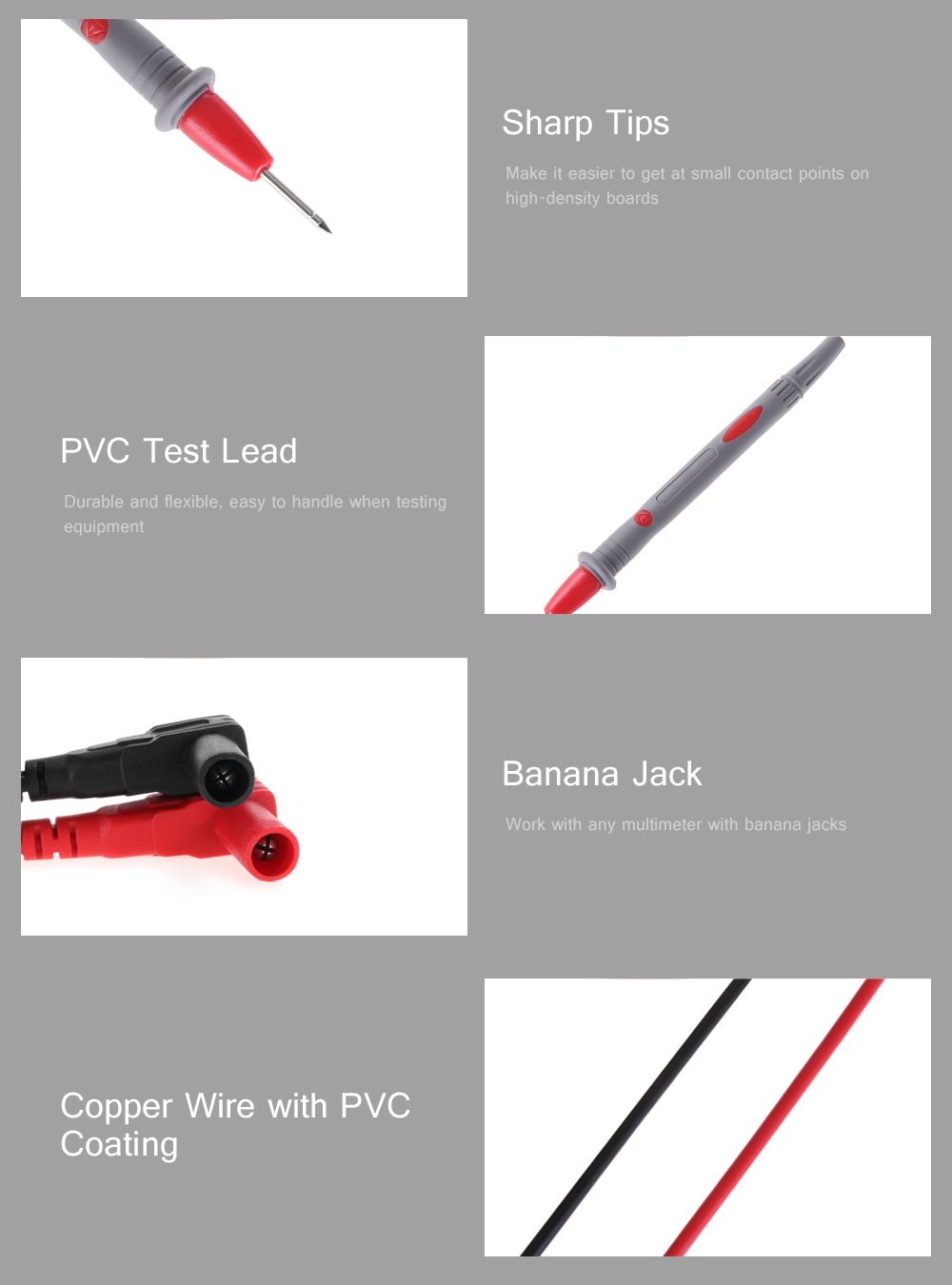BSIDE T1001 Universal 1000V 10A Digital Multimeter Ultra-sharp Test Lead Kit BSIDE T1001 Universal 1000V 10A Digital Multimeter Ultra-sharp Test Lead Kit