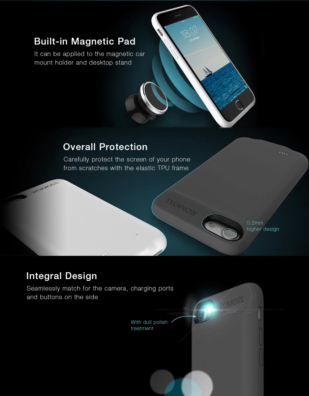 ROMOSS EN28 2800mAh Battery Case Portable Charging Cover with Metal Iron Plate for iPhone 7 4.7 inch ROMOSS EN28 2800mAh Battery Case Portable Charging Cover with Metal Iron Plate for iPhone 7 4.7 inch