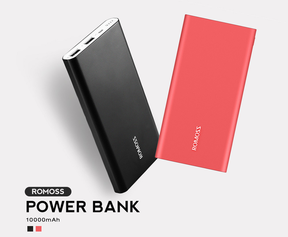 ROMOSS RT10 10000mAh Power Bank Ultra Slim Dual USB Output 2.1A Fast Charging Aluminum External Battery Charger