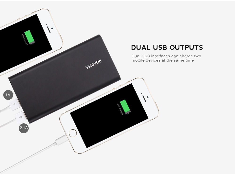 ROMOSS RT10 10000mAh Power Bank Ultra Slim Dual USB Output 2.1A Fast Charging Aluminum External Battery Charger ROMOSS RT10 10000mAh Power Bank Ultra Slim Dual USB Output 2.1A Fast Charging Aluminum External Battery Charger