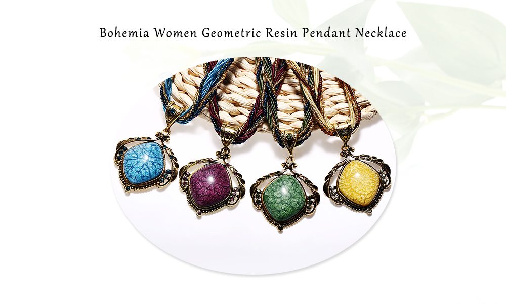 Bohemia Women Geometric Resin Pendant Necklace Bohemia Women Geometric Resin Pendant Necklace