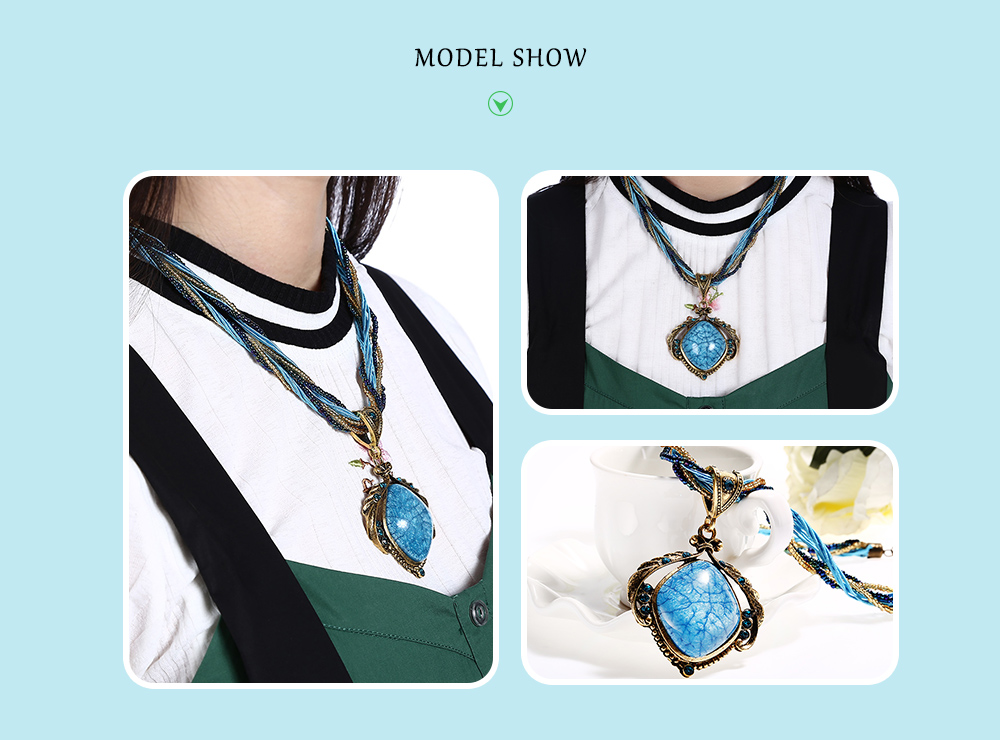 Bohemia Women Geometric Resin Pendant Necklace Bohemia Women Geometric Resin Pendant Necklace