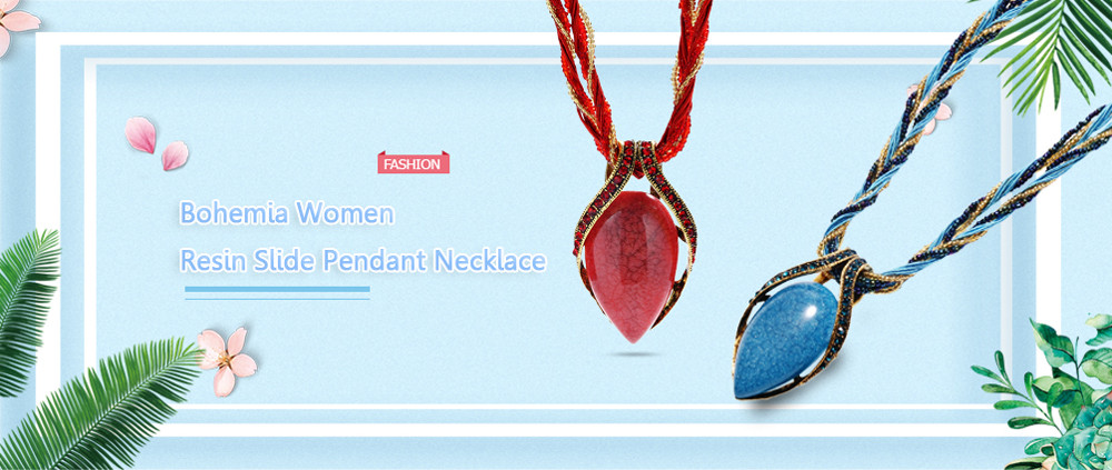 Bohemia Women Resin Slide Pendant Necklace Bohemia Women Resin Slide Pendant Necklace