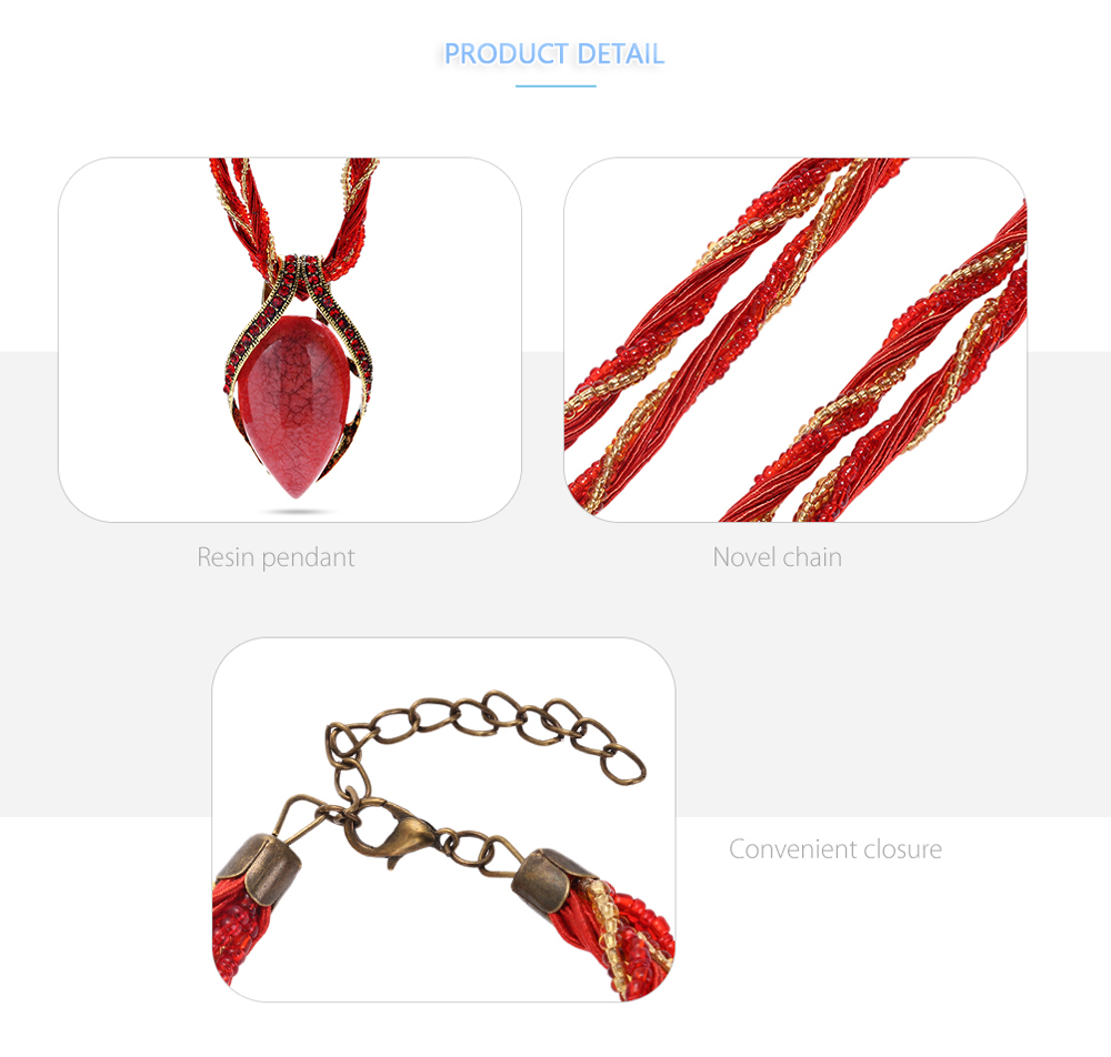 Bohemia Women Resin Slide Pendant Necklace Bohemia Women Resin Slide Pendant Necklace