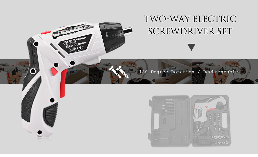LED Two-way 180 Degree Rotation Rechargeable Electric Screwdriver Set LED Two-way 180 Degree Rotation Rechargeable Electric Screwdriver Set
