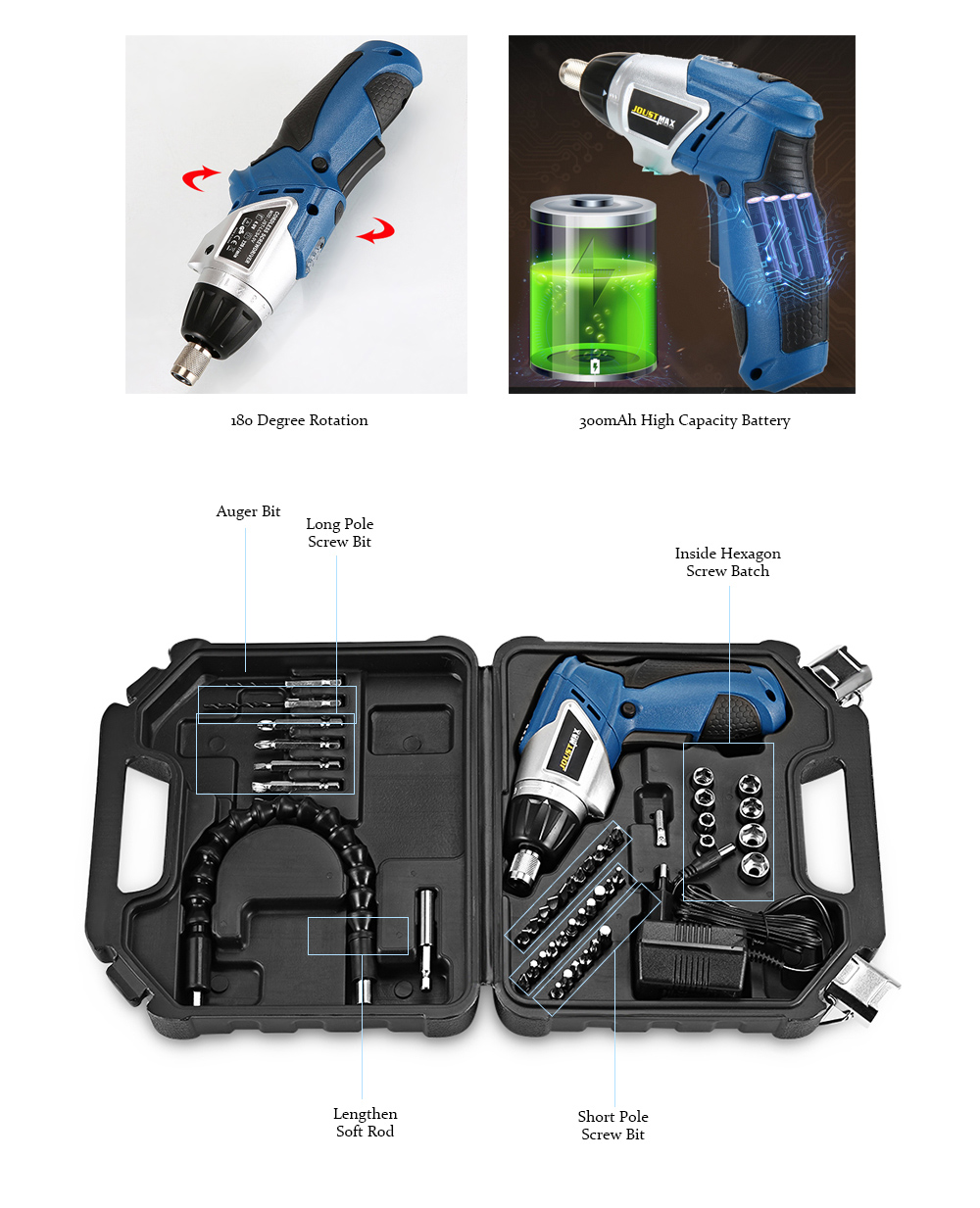 Multifunctional 4.0V Li-ion 180 Degree Rotation Rechargeable Electric Screwdriver Set Multifunctional 4.0V Li-ion 180 Degree Rotation Rechargeable Electric Screwdriver Set