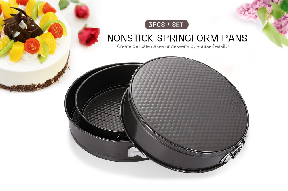 3PCS / Set Nonstick Springform Pans Round Shape Cake Moulds Removal Bottom Bake Cooking Tools 3PCS / Set Nonstick Springform Pans Round Shape Cake Moulds Removal Bottom Bake Cooking Tools