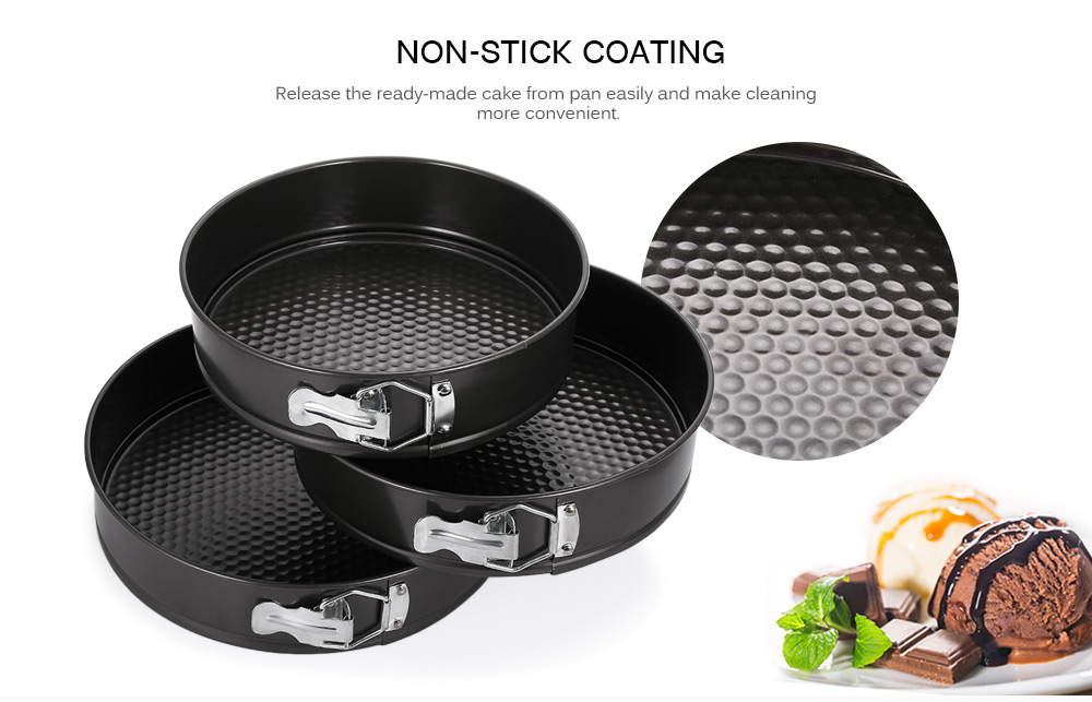 3PCS / Set Nonstick Springform Pans Round Shape Cake Moulds Removal Bottom Bake Cooking Tools 3PCS / Set Nonstick Springform Pans Round Shape Cake Moulds Removal Bottom Bake Cooking Tools
